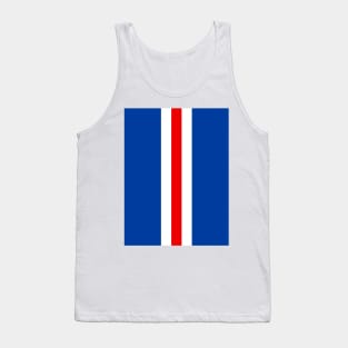 Retro Rangers Vertical Bar Stripes Blue, White, Red Tank Top